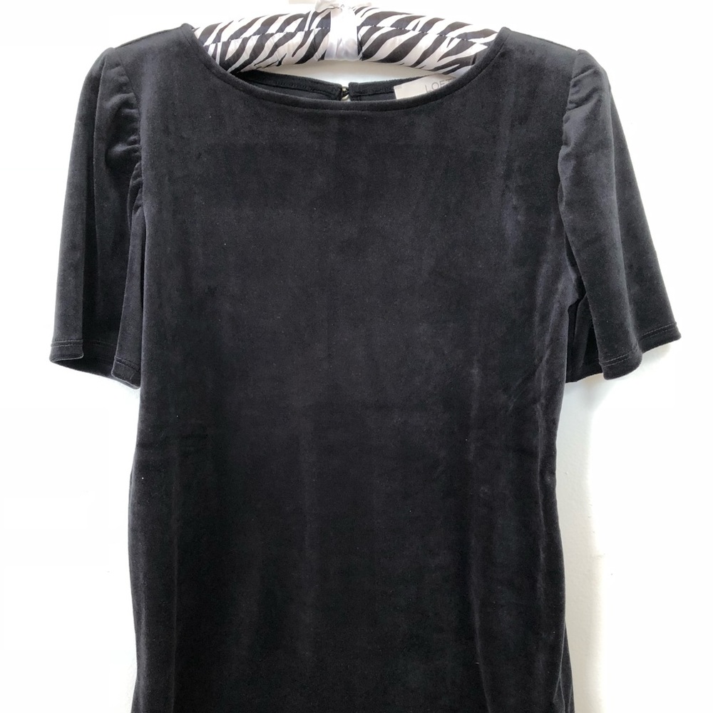 Loft black velvet puff sleeve top Xsp
